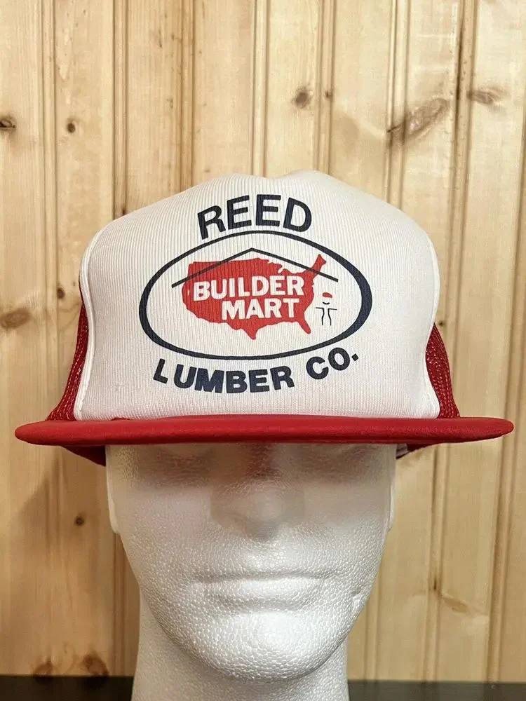 Vintage Trucker Hat 1980s Reed Lumber Company  Builder Mart Snapback Trucker Hat - Picture 12 of 12